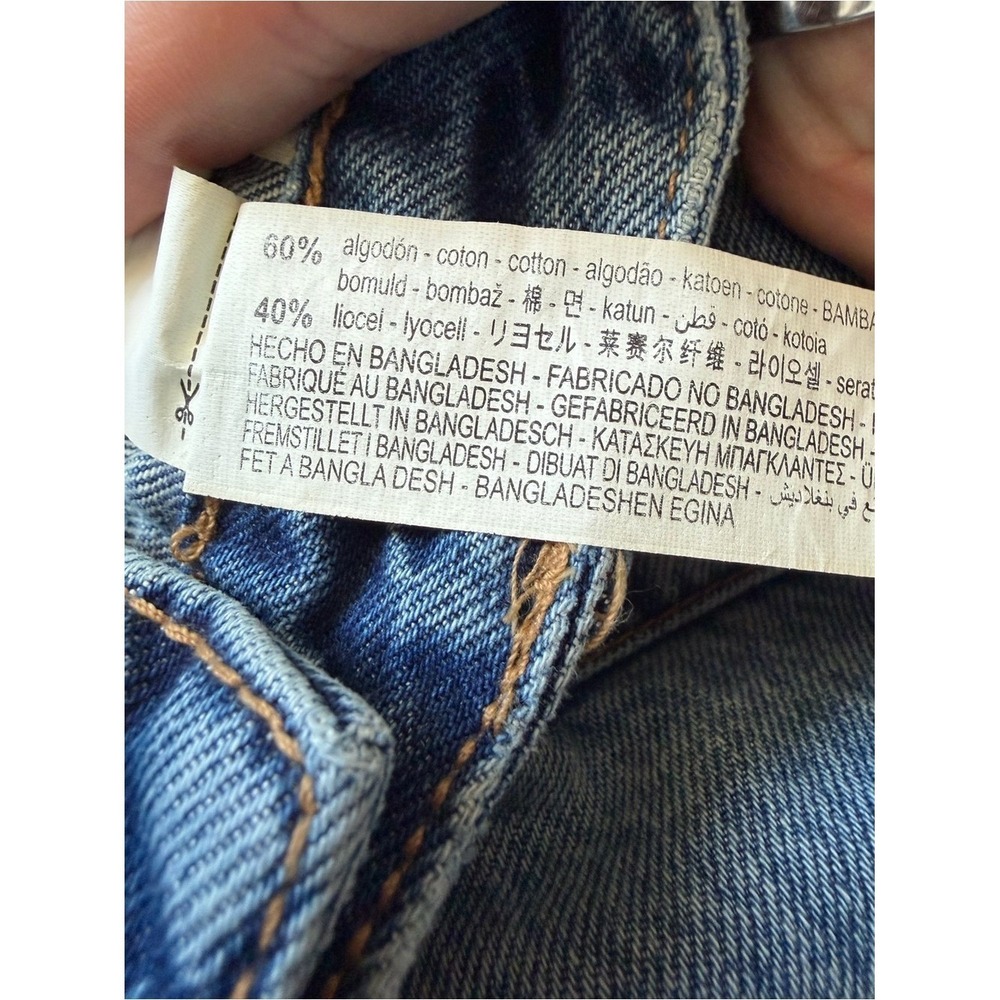 Zara Mid Rise Cargo Jeans Womens 0 Blue Wide Leg Utility Strap 8197/337/400 NWT - Picture 6 of 6